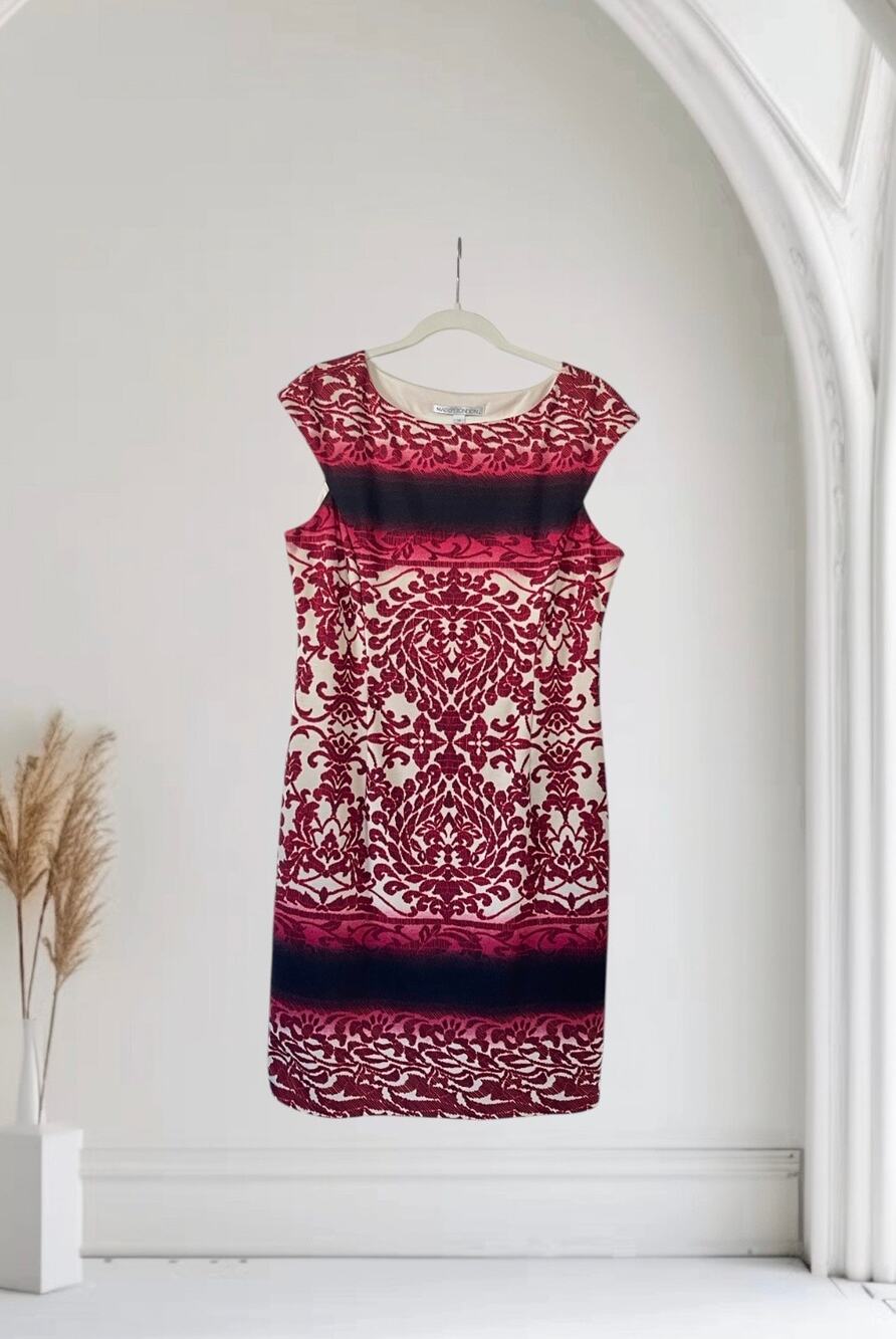 MAGGY LONDON Cap Sleeves Black Red Dress Size 14
